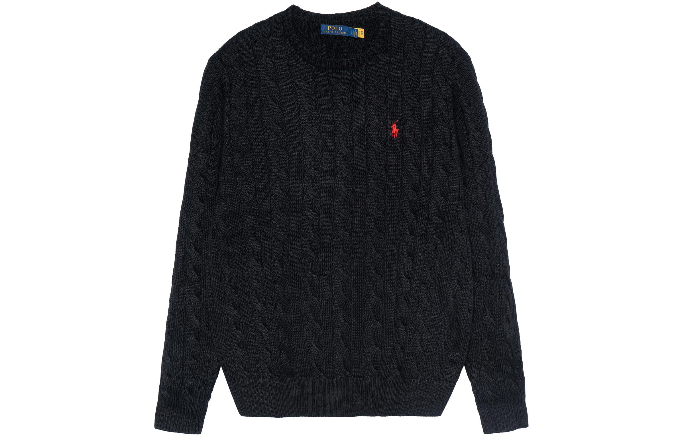 

Вязаный джемпер с вышитым логотипом Polo Ralph Lauren, темно-черный