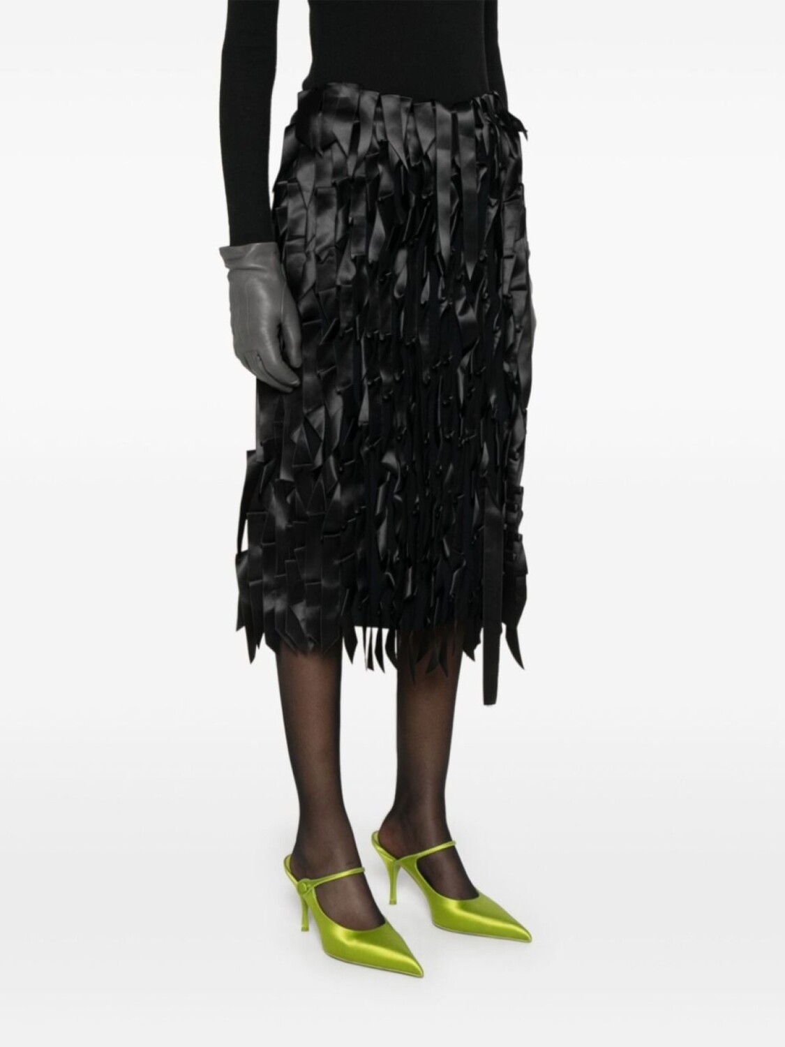 Юбка Prada с отделкой лентами, черный