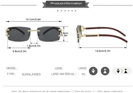 

Женские прямоугольные солнцезащитные очки в стиле панк 2027 года, без оправы, со стразами, мужские солнцезащитные очки с защитой от УФ-излучения UV400 MTZJH, 5