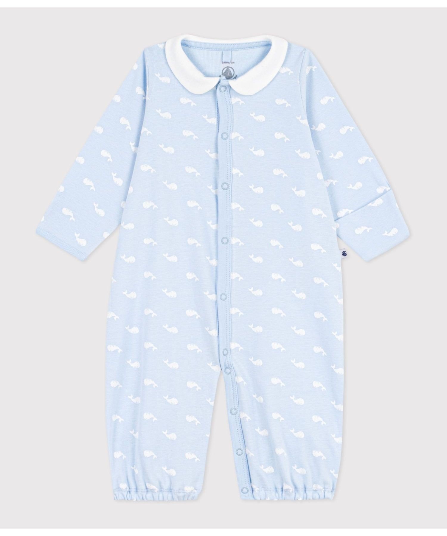 Двусторонний комбинезон с принтом кита Petit Bateau, Light blue/off-white