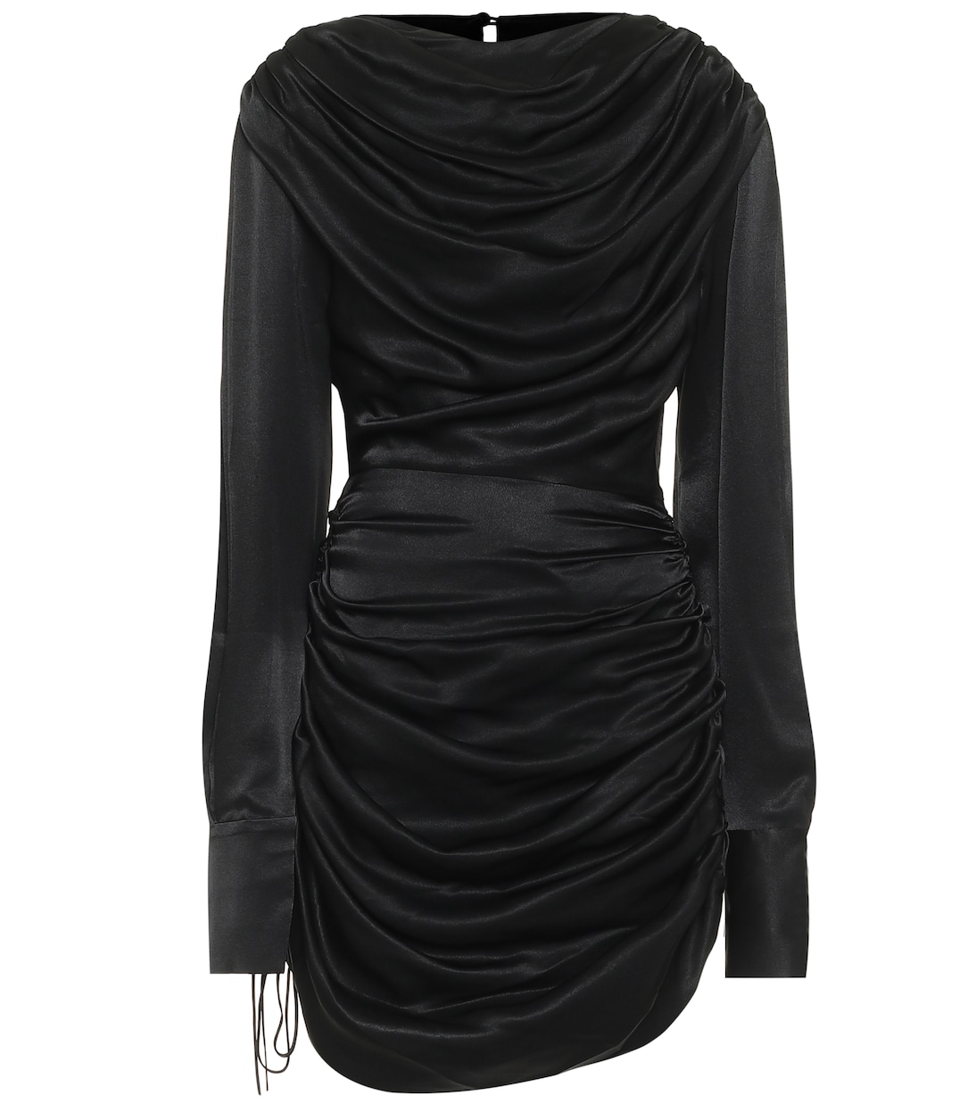 

Мини-платье из атласа с рюшами Matériel Tbilisi, черный