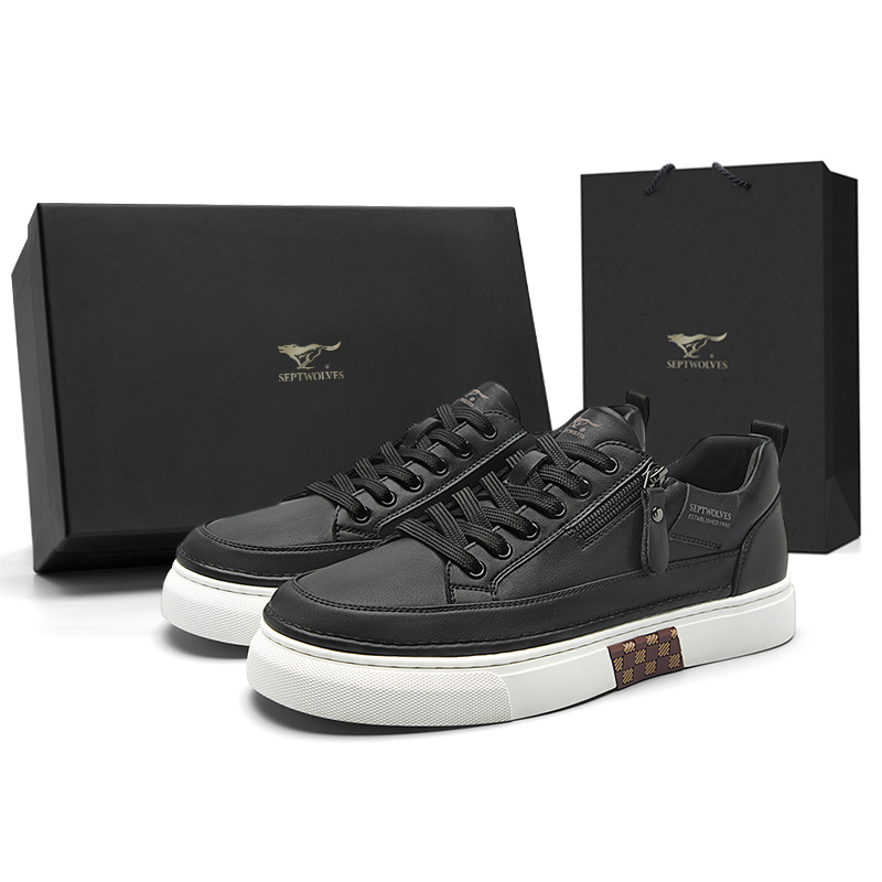 

SEPTWOLVES Низкие скейтерские кросcовки мужские черные, цвет Black (Standard Leather Shoe Size)