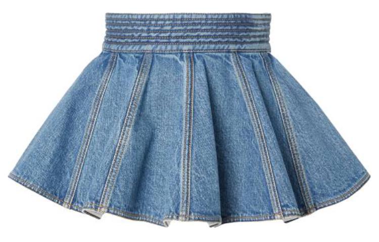 

Расклешенная джинсовая юбка с поясом Alaia, светло-голубой