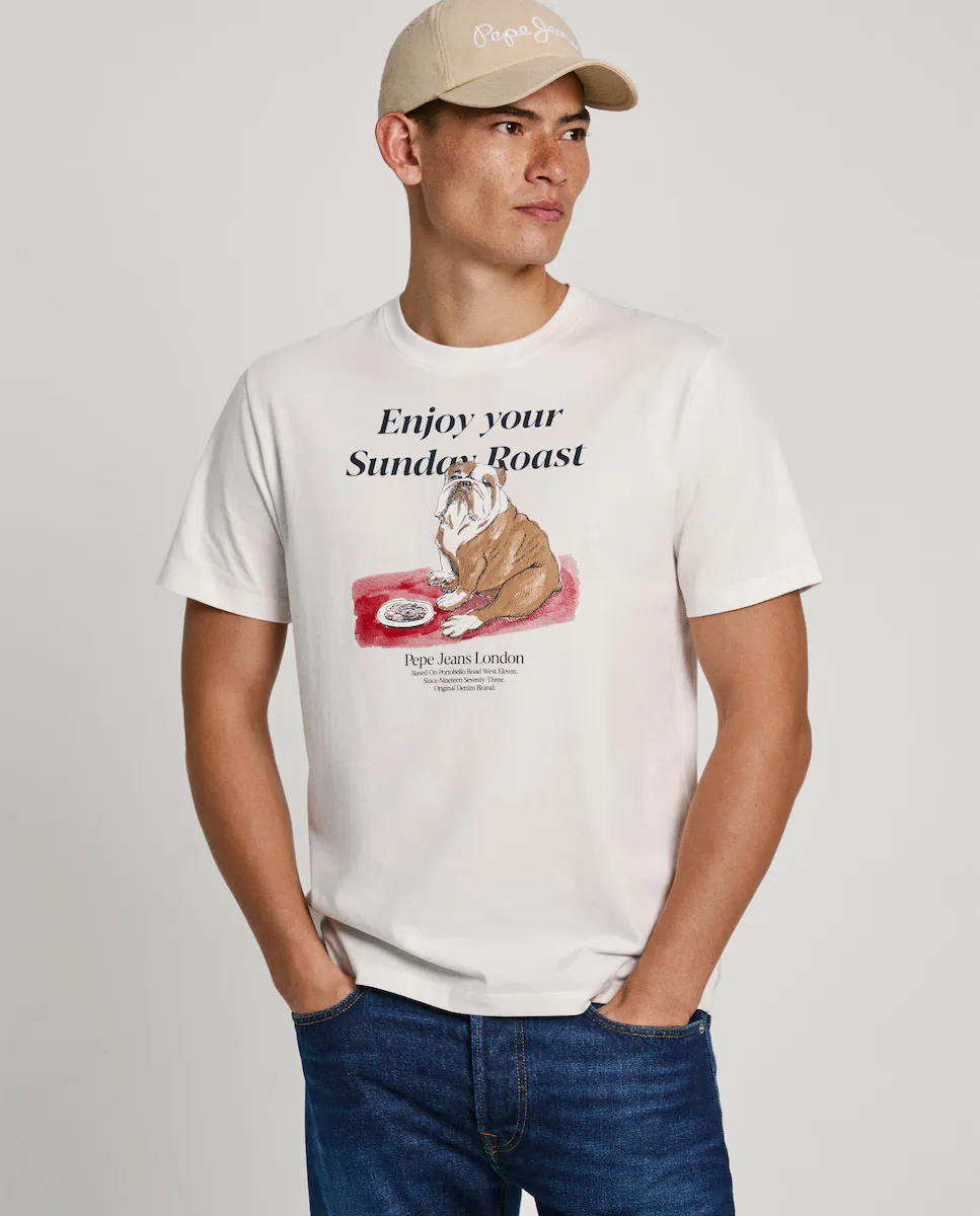 

Мужская футболка с длинными рукавами и воротником-пекарем Pepe Jeans, белый