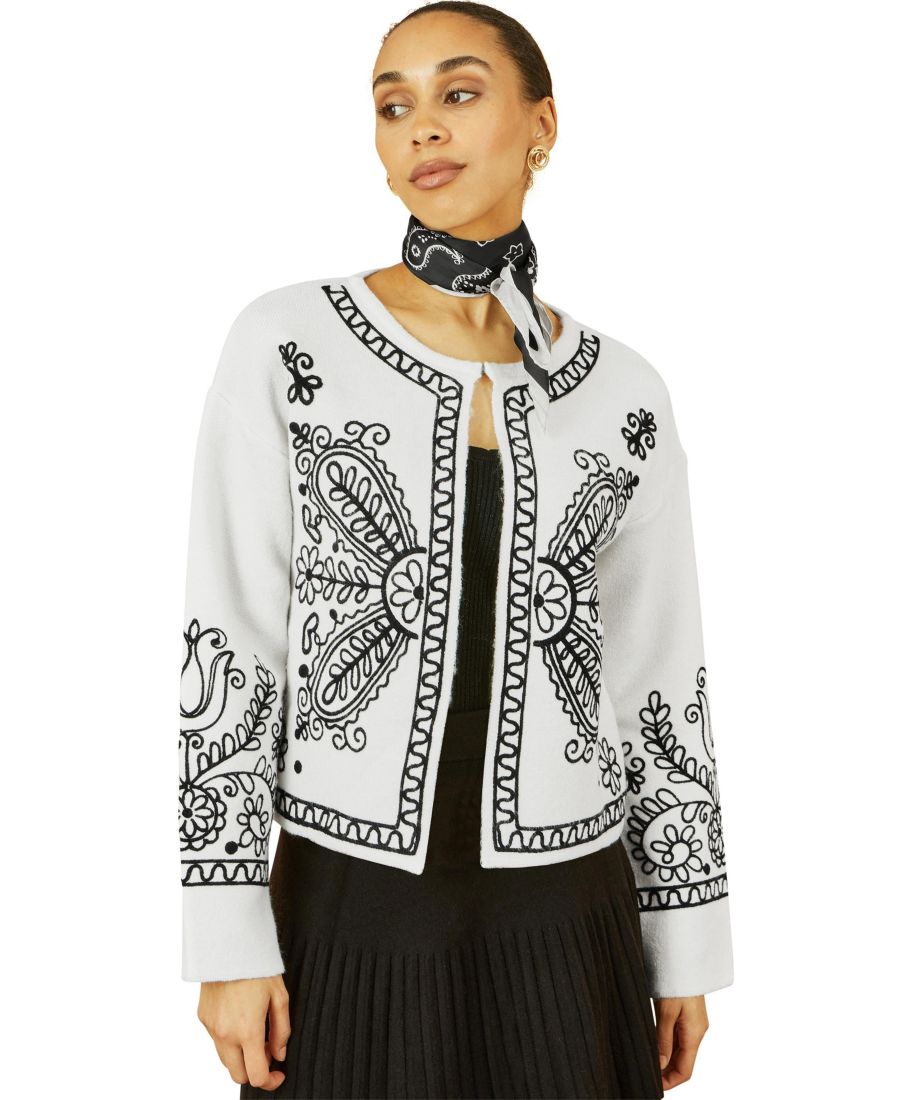 

Женский вязаный кардиган в народном стиле от края до края Yumi, Ivory