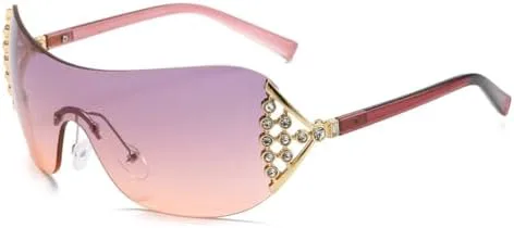 

Солнцезащитные очки без оправы, модель 2027, крупные солнцезащитные очки с бриллиантами для женщин, в стиле стимпанк, с защитой от ультрафиолета UV400 MTZJH, Graypink