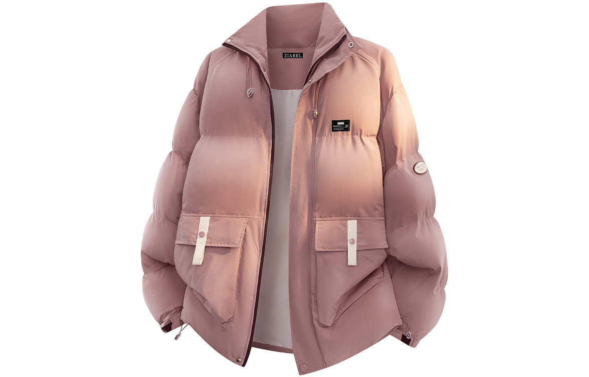 

Пуховик Unisex Stand Collar Thickened ZIAREL, розовый[removable logo]