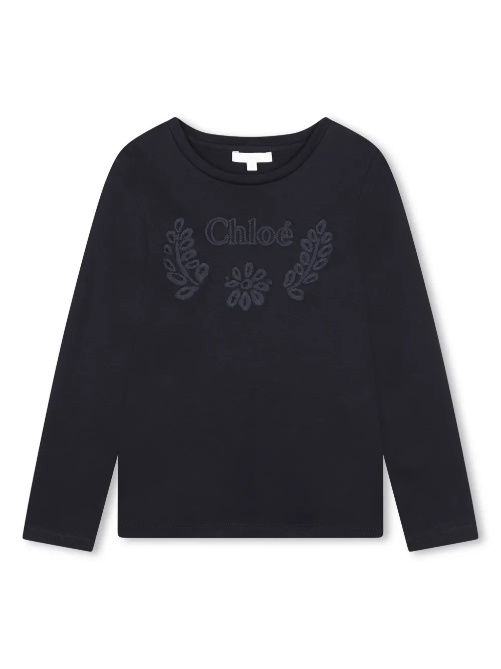 

Футболка с вышитым логотипом Chloé Kids, синий