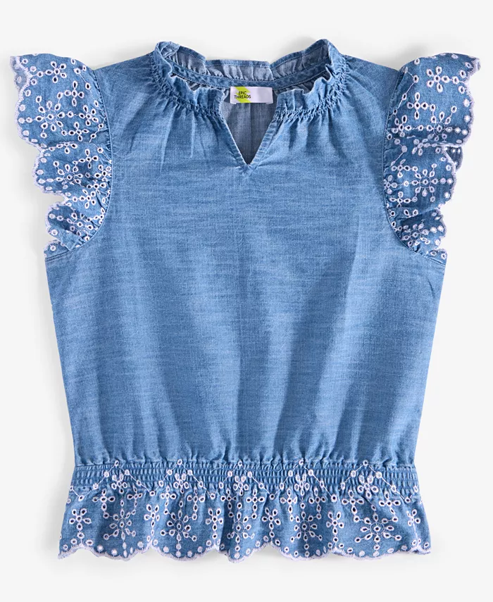 

Топ из саржи с отделкой в рубчик Big Girl Epic Threads, синий