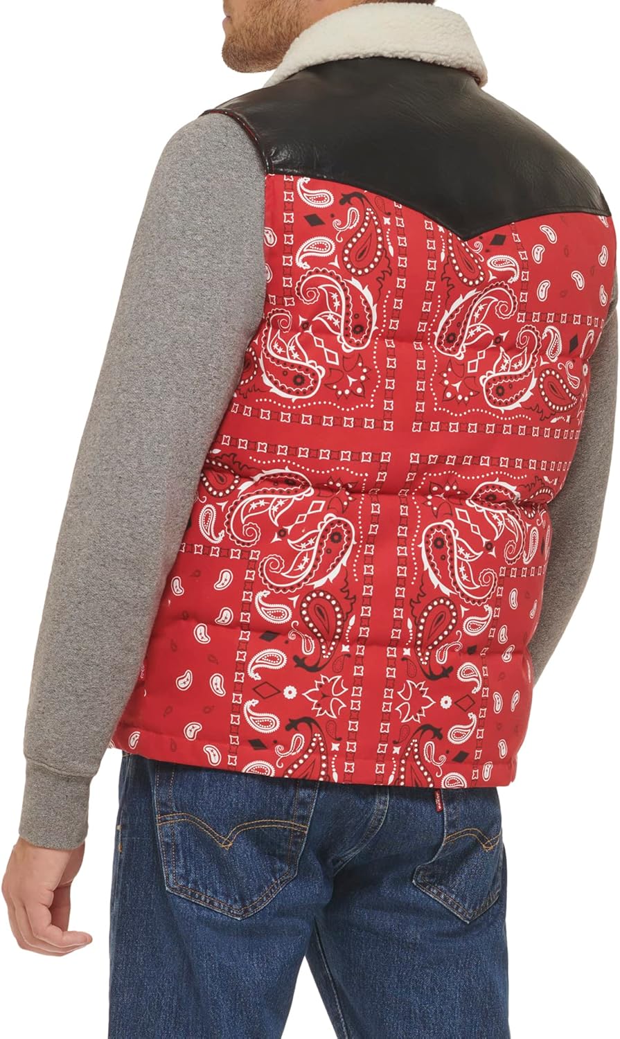 Жилет Levi's Men's Out West Mixed Media Puffer Vest, Red Bandana Print — фото 3
