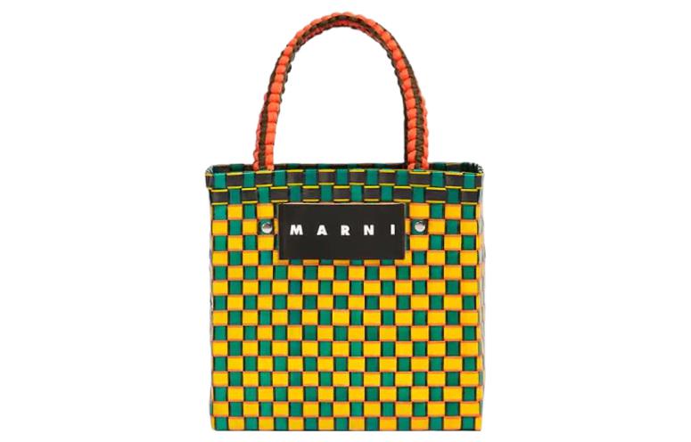

MARNI Пластиковая сумка-корзина серии Basket Series, сумка-шоппер, сумка-шоппер, женская сумка-труба, желто-зеленая