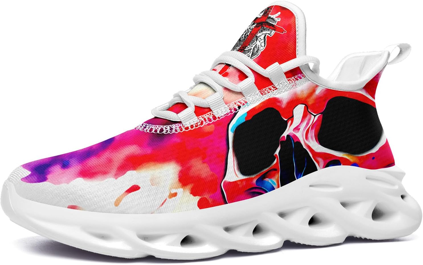 

Готические кроссовки с черепом для мужчин и женщин, модные легкие спортивные кеды с уникальным панк и готическим дизайном Awsole, белый/синий/желтый/розовый