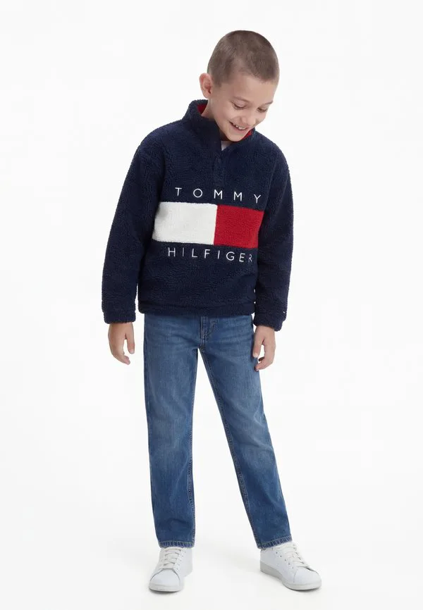 Флисовая толстовка с изображением флага наследия, флисовый джемпер Tommy Hilfiger, Dark Night Navy