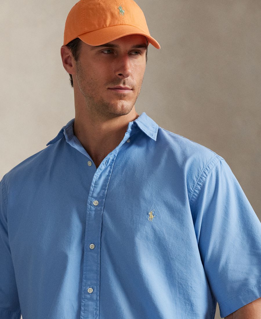 Мужская рубашка Оксфорд больших размеров, окрашенная в готовом виде Polo Ralph Lauren, Bristol Blue — фото 3