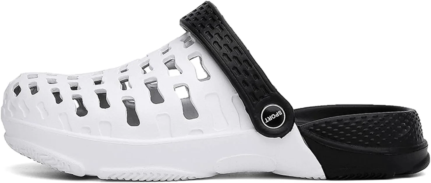 

Мужские садовые сабо Дышащие садовые туфли с поддержкой свода стопы Летние нескользящие шлепанцы для пляжа Meidiastra, белый/черный