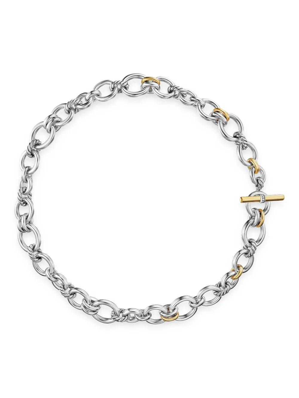 

Колье DY Mercer Petite Toggle Chain из желтого золота и серебра с бриллиантами David Yurman, серебяный