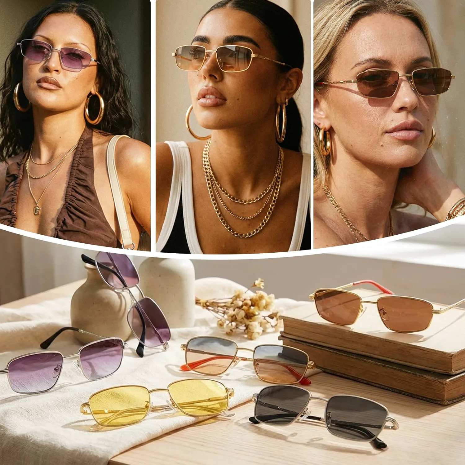 

Модные квадратные солнцезащитные очки Chicid для женщин и мужчин в стиле ретро, ​​маленькие, в стиле Y2K, узкие, с защитой UV400, A03 Gold Frame/Red Lens