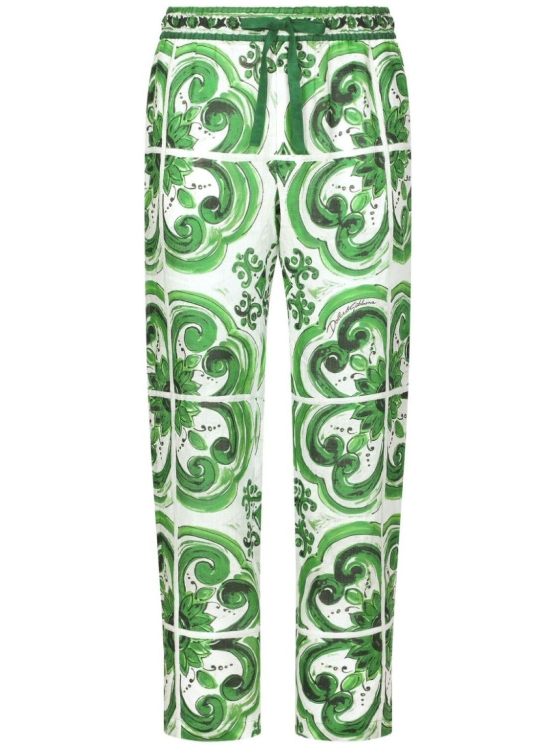 

Льняные брюки с принтом Majolica Dolce & Gabbana, зеленый
