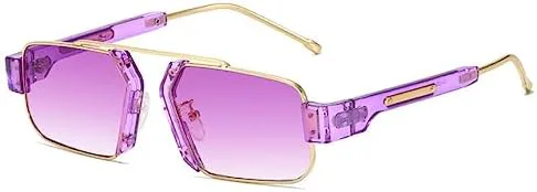 

Ретро солнцезащитные очки для женщин с прозрачными линзами цвета океана, мужские панк-очки с шестиугольными линзами, женские солнцезащитные очки UV400 MTZJH, Purple