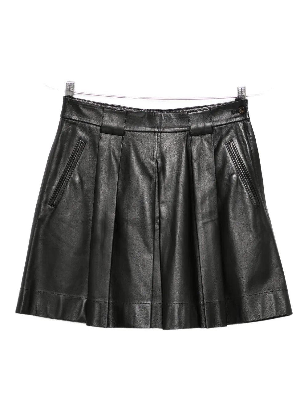 

Мини-юбка из плиссированной кожи EMPORIO ARMANI, черный