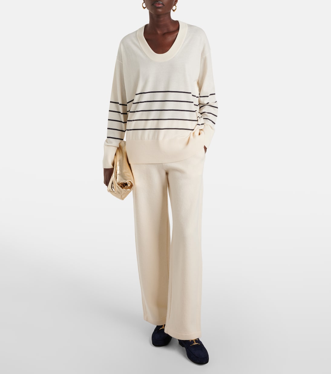 Полосатый свитер Levante из хлопка и шелка Max Mara, Bianco Seta — фото 2