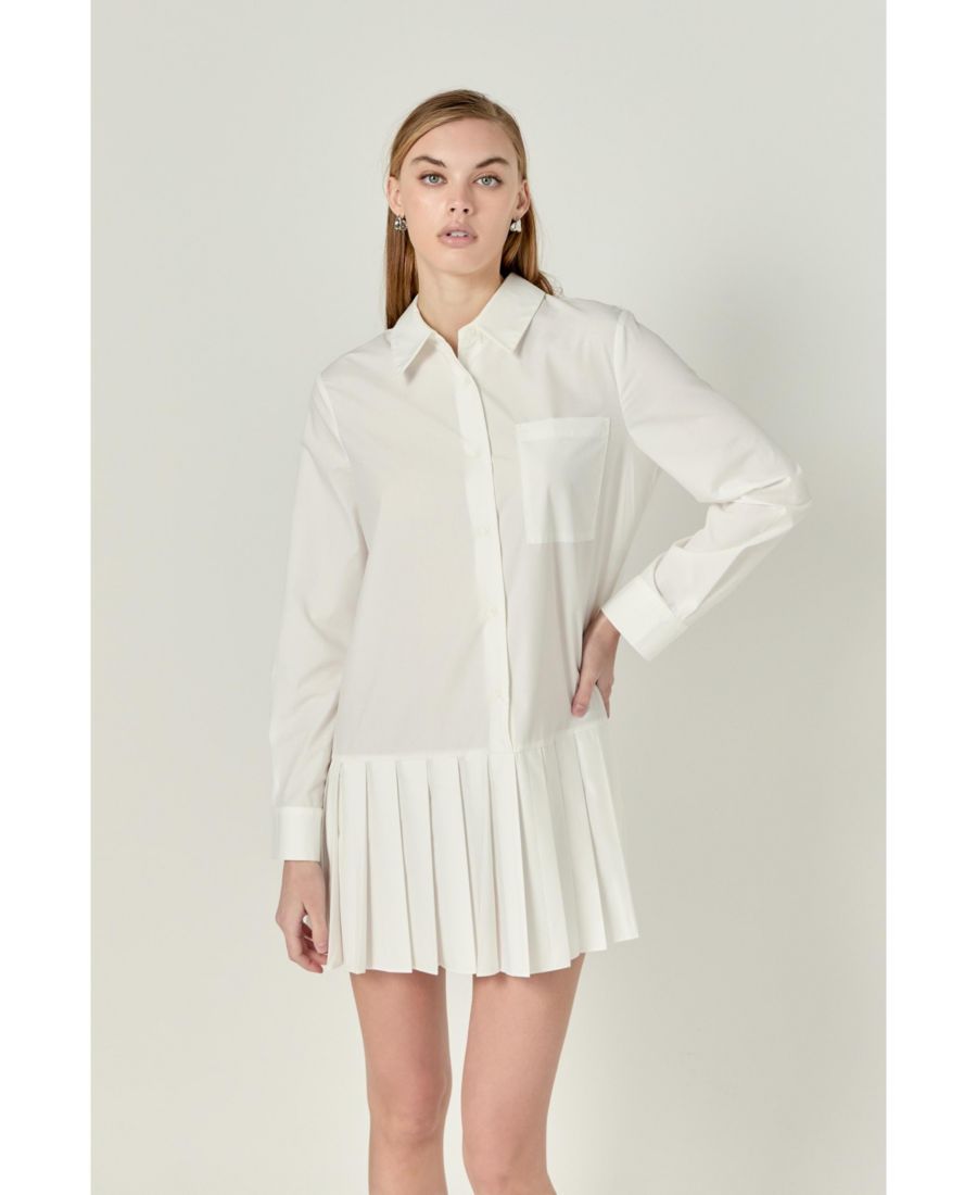 

Женское платье-рубашка с цветовыми блоками English Factory, White