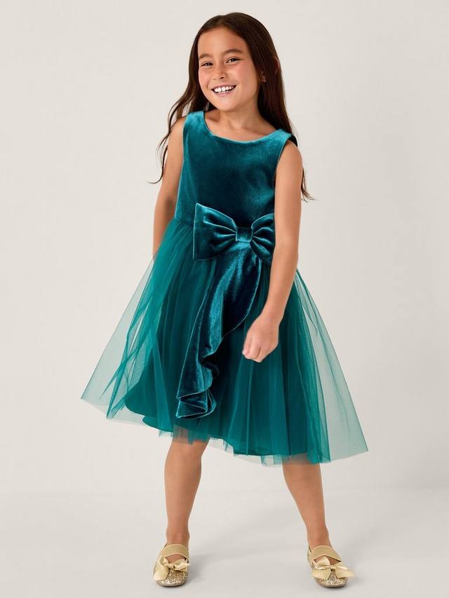 

Детское бархатное платье для праздника Monsoon, Teal