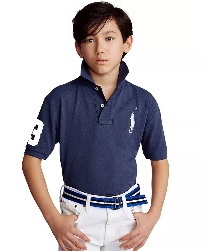 Поло с короткими рукавами и хлопковой сеткой Big Boys Big Pony Polo Ralph Lauren, красный — фото 4