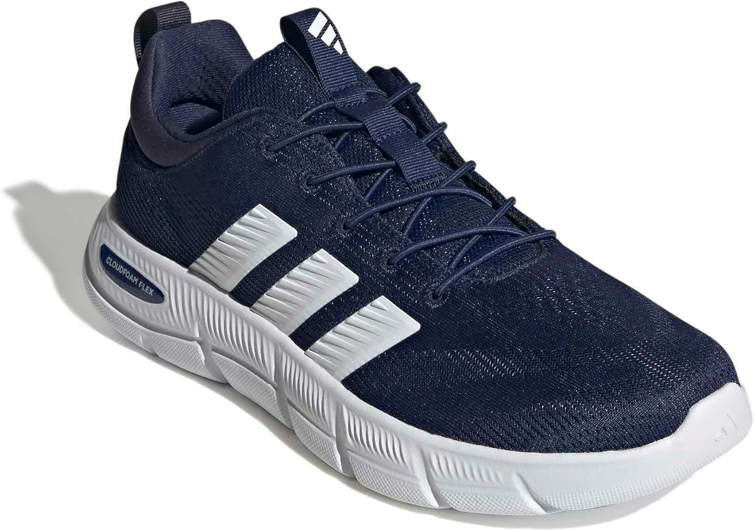 Мужские кроссовки Adidas Cloudfoam Flex на эластичных шнурках, Dark Blue Ftwr White Shadow Navy — фото 3