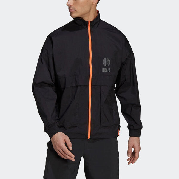 Куртка ub wb astro sports ветрозащитная куртка с воротником-стойкой Adidas, черный — фото 2