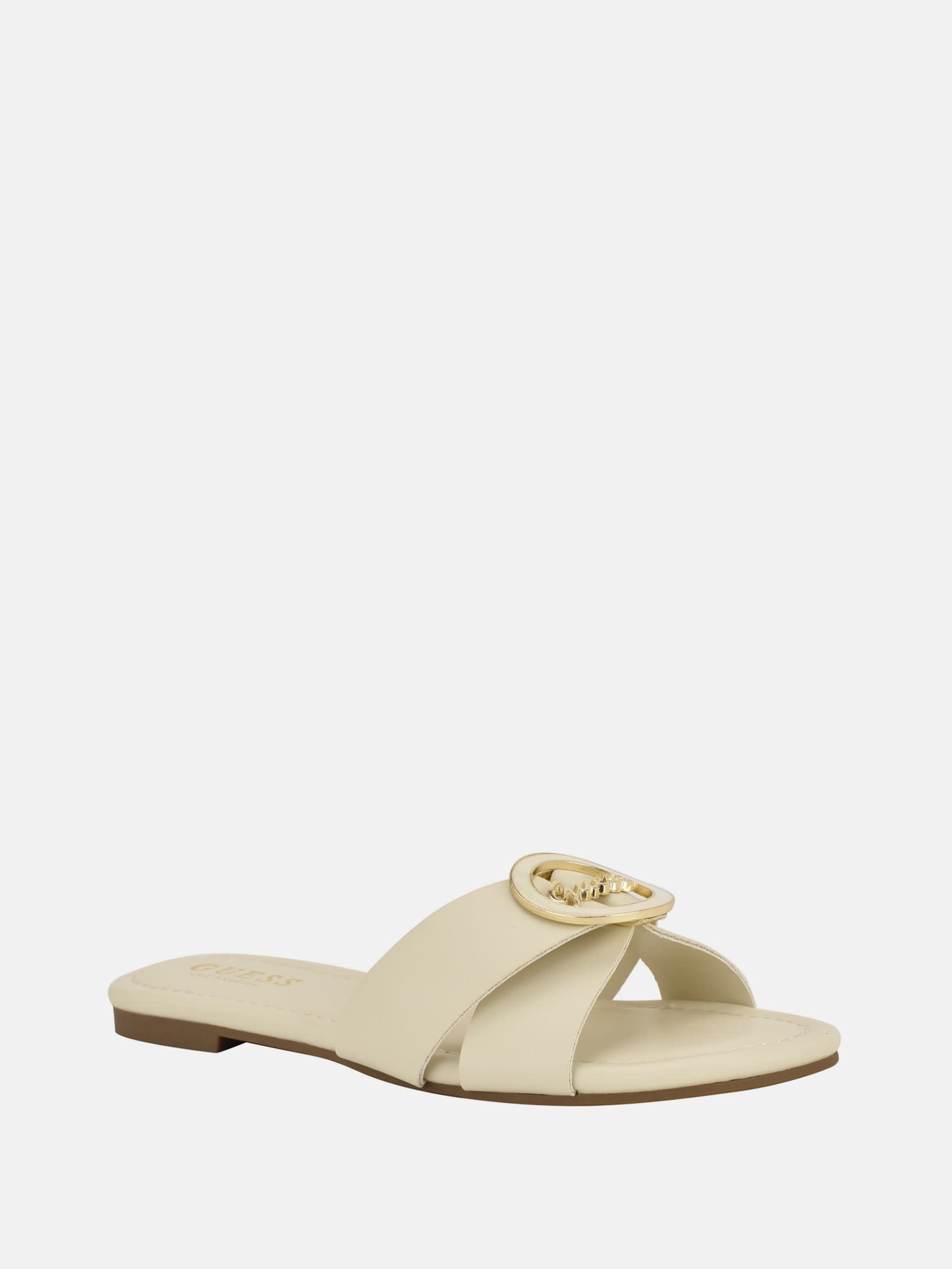Сандалии Lydia Signature Slide Guess Factory, слоновая кость