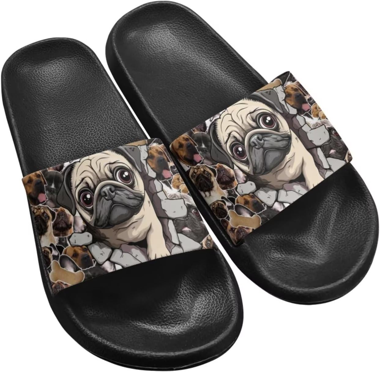 

Шлепанцы для женщин и мужчин, с мягкой подошвой, пляжные, бассейные, для душа, легкие, для дома и улицы Getelinseng, Pug