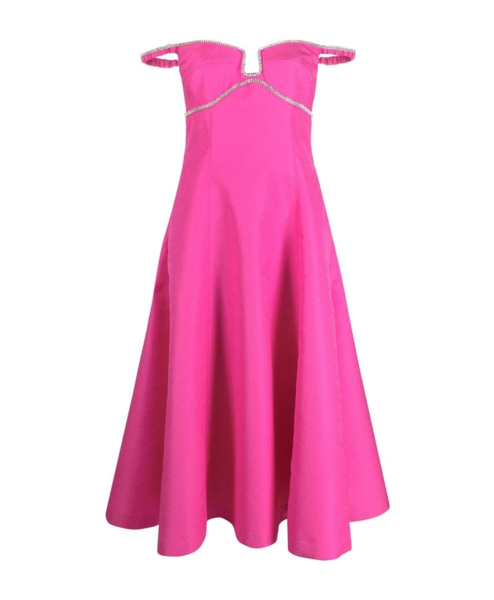 

Фактурное платье миди со стразами Self Portrait, розовый