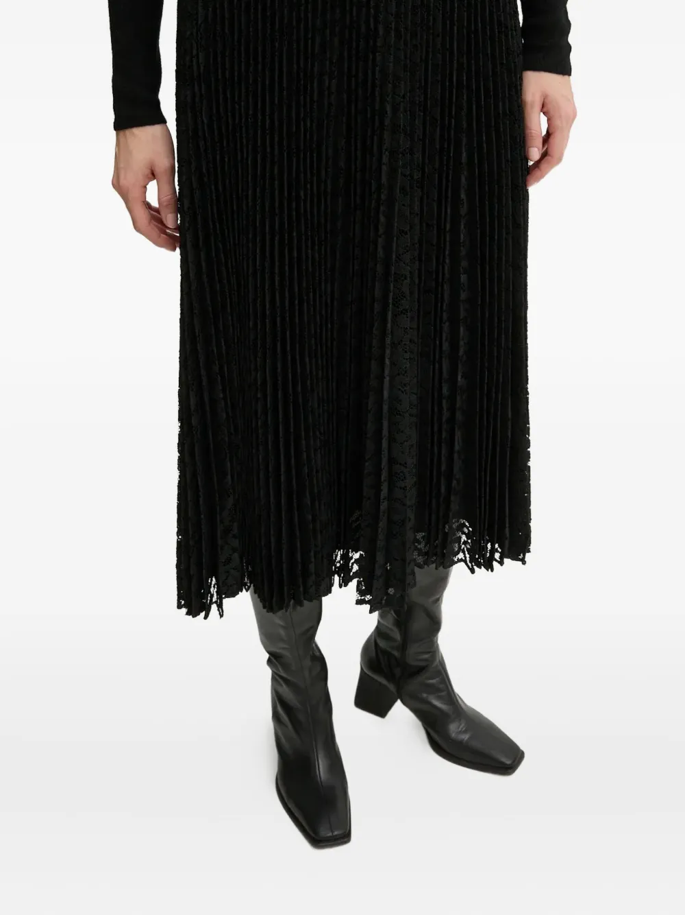 

Плиссированная миди-юбка из кружева с эффектом солнечных лучей Theory, черный