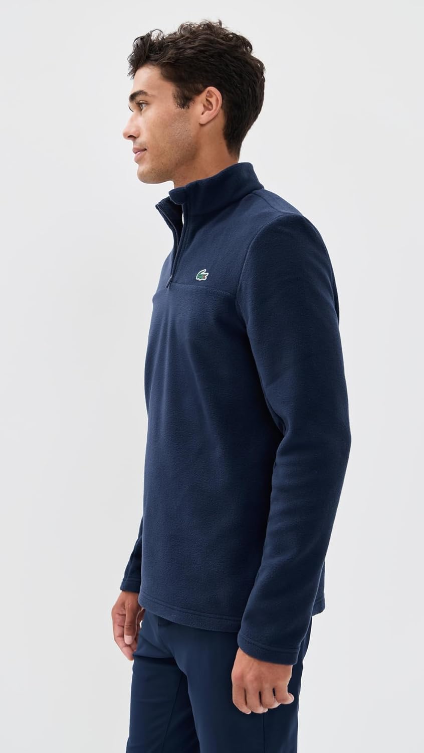 Lacoste мужская поларфлисовая толстовка на четверть молнии, Navy Blue — фото 4
