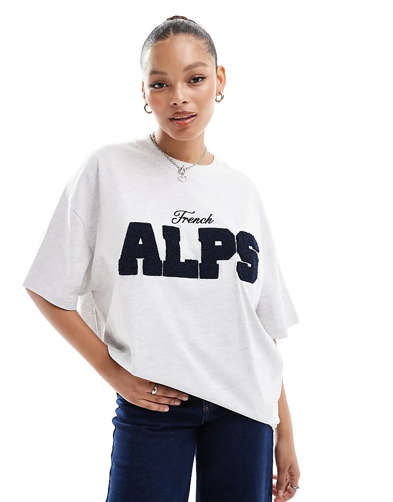 

Футболка оверсайз с логотипом Alps серого меланжевого цвета ASOS DESIGN