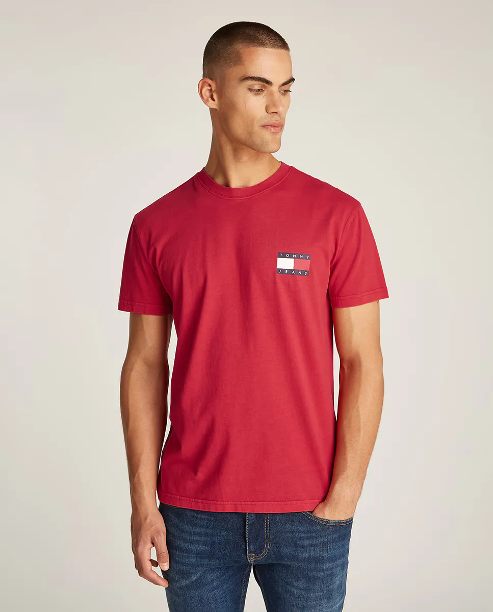 

Мужская футболка обычного кроя с принтом на спине Tommy Jeans, красный