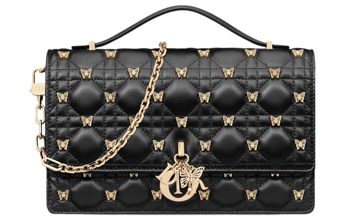 

DIOR Овчинная сумка через плечо, кроссбоди, женская черная