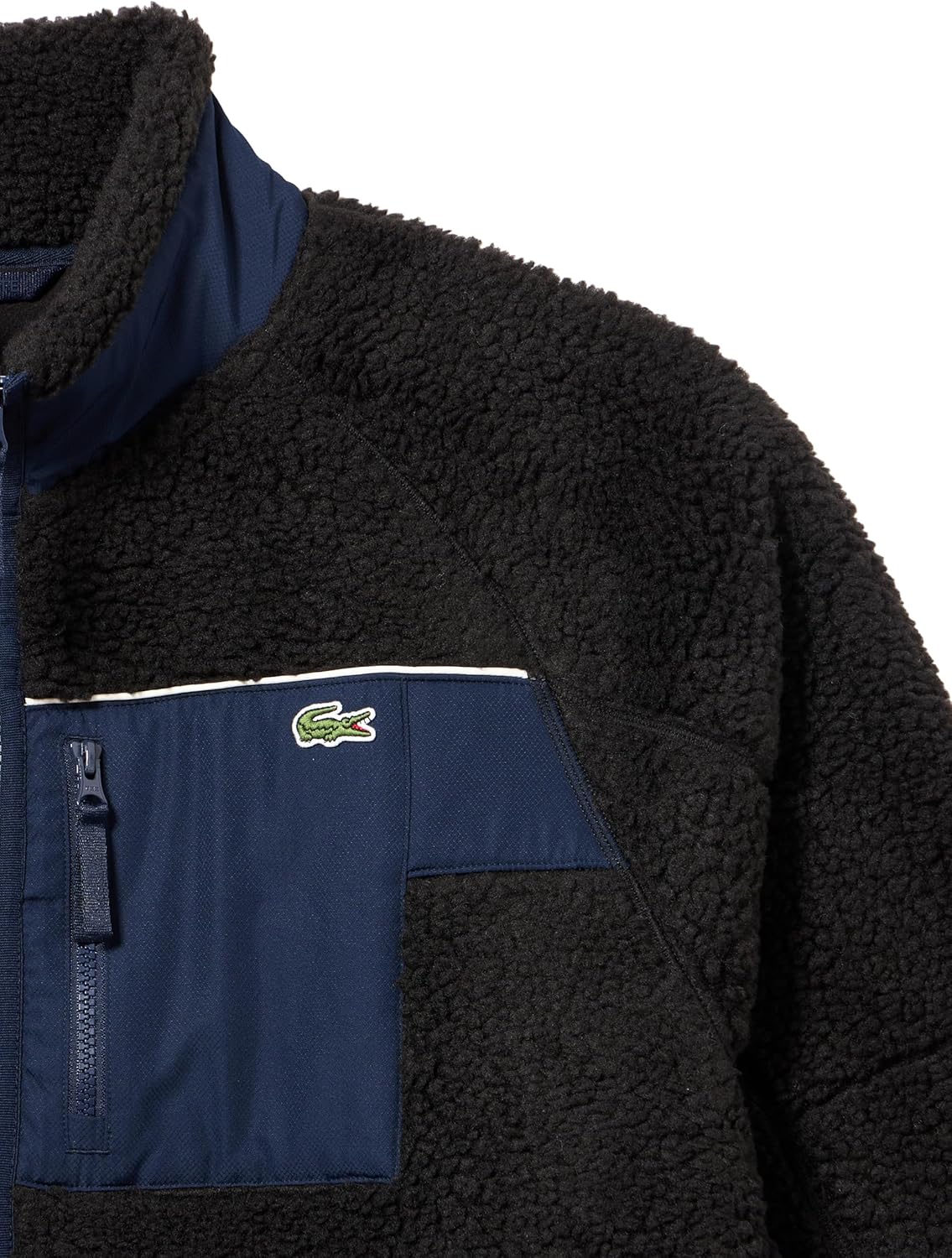 Толстовка Lacoste mens Colorblock Sherpa Fleece Jacket, Black/Navy Blue — фото 2