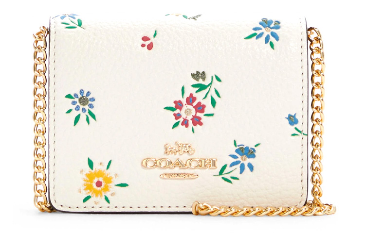 

Кожаная сумка на цепочке, сумка через плечо, поясная сумка, кошелек, клатч мини женский белый COACH