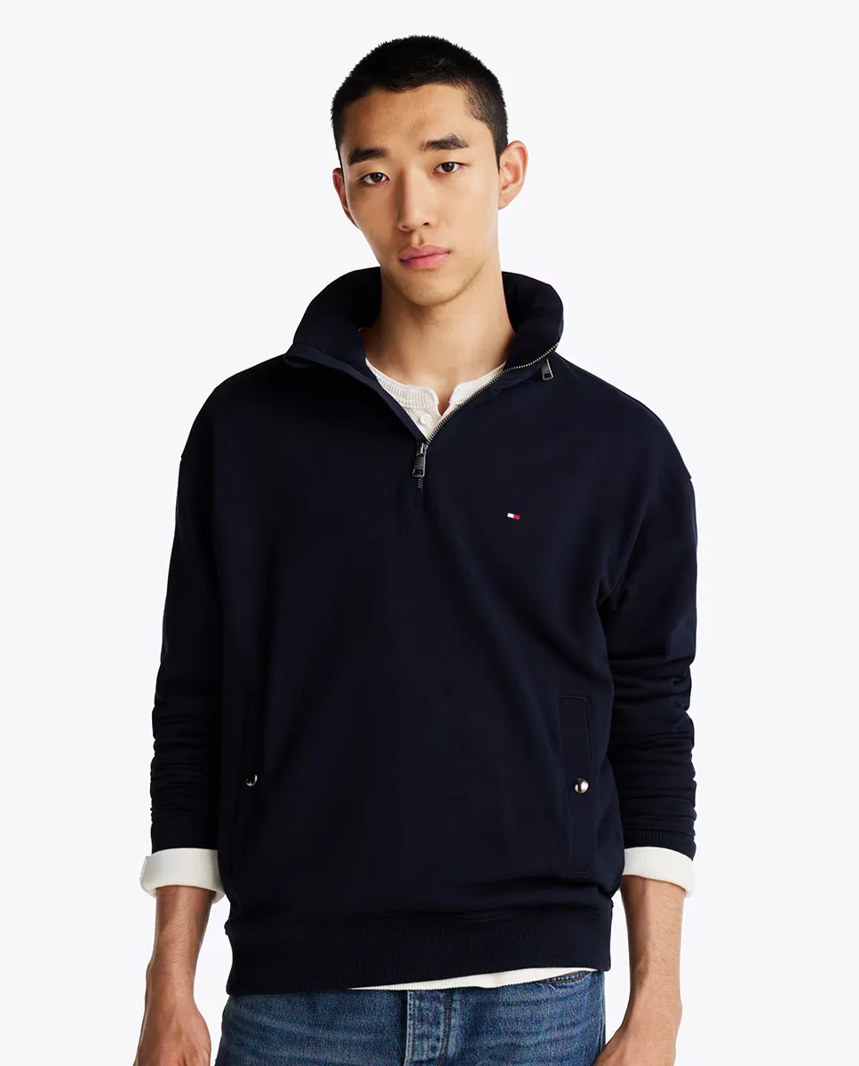 

Мужская толстовка без капюшона на молнии 1/4 Tommy Hilfiger, тёмно-синий