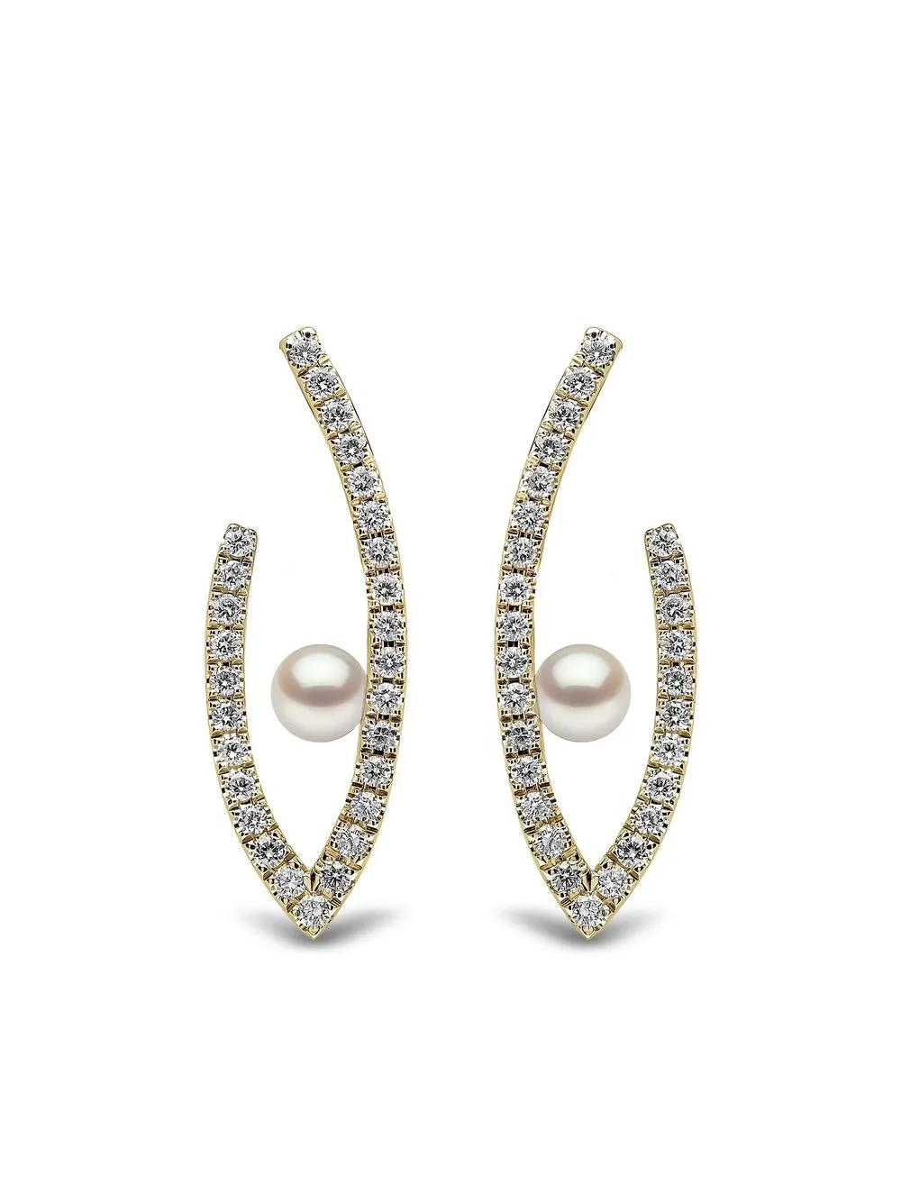 

Серьги Sleek Akoya из желтого золота с жемчугом и бриллиантами Yoko London, золотой