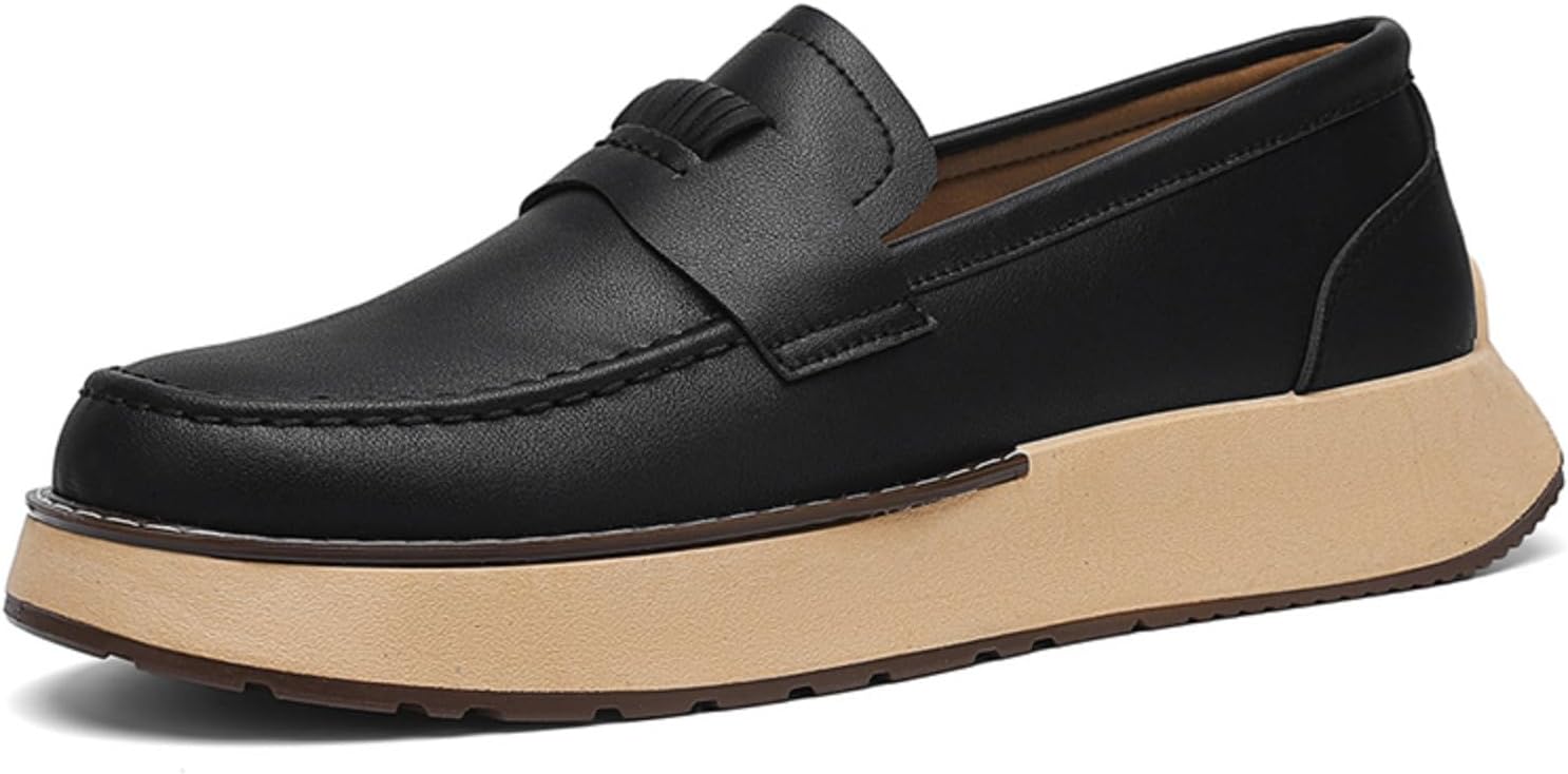 

Мужские лоферы-пенни из кожи - мужские туфли для ходьбы, вождения и бизнеса - удобные черные лоферы и слипоны Generic