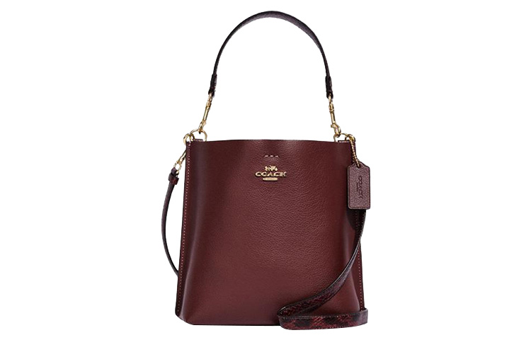 

Сумма-ведро Mollie из коровьей кожи, сумка через плечо, кроссбоди, дамская сумка Trumpets цвета бургунди COACH