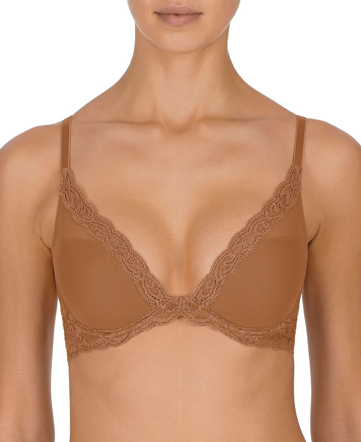 

Бюстгальтер Feathers Contour с глубоким вырезом и кружевной отделкой 730023 Natori