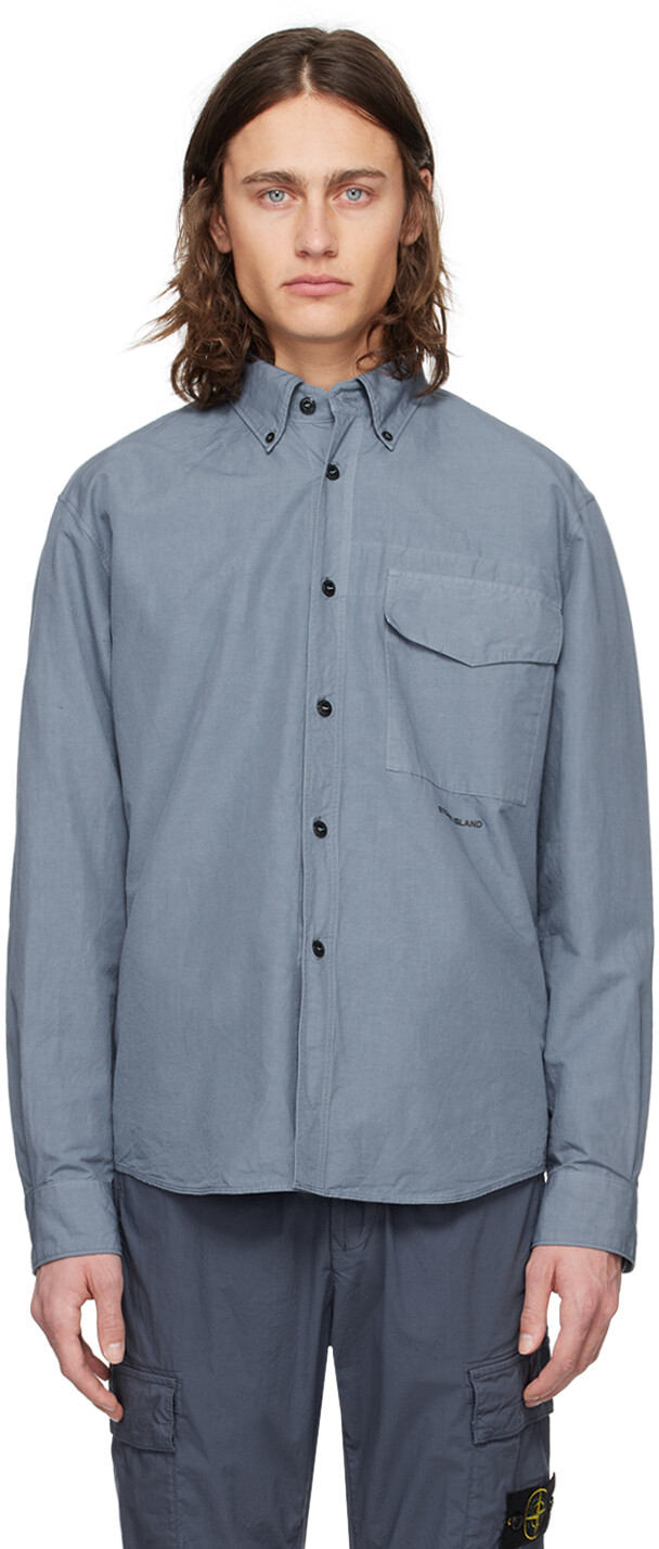 

Синяя рубашка удобного кроя Stone Island, темно-синий
