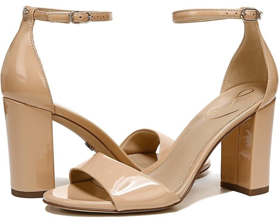Сандалии Sam Edelman Robyn Женские 9 Бежевые Кожаные С ремешком на щиколотке На квадратном каблуке KHD549