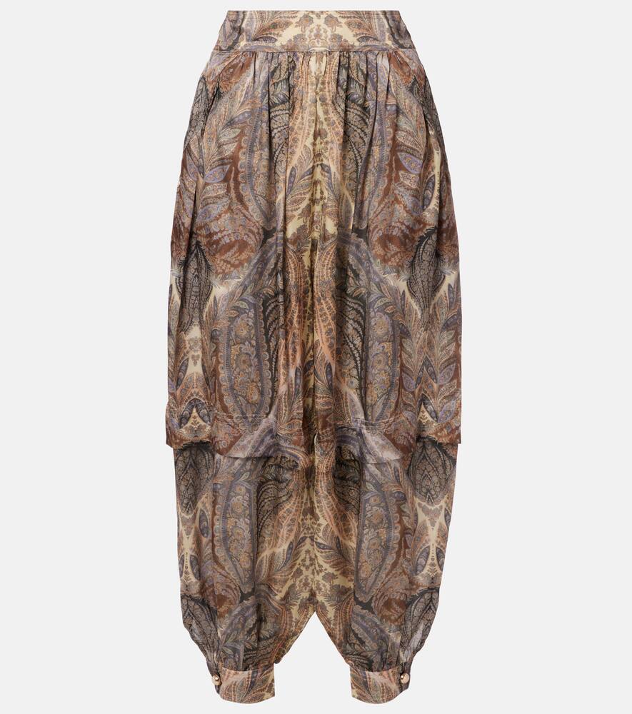 

Гипнотические брюки-чинос из шелка с принтом пейсли Zimmermann, Denim Paisley