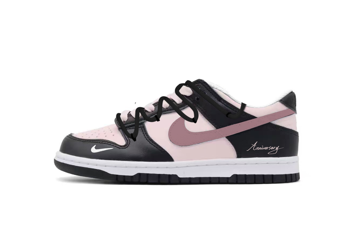 

Nike Непромокаемые противоскользящие кроссовки для скейтбординга Dunk с низким верхом черно-розовые для подростков