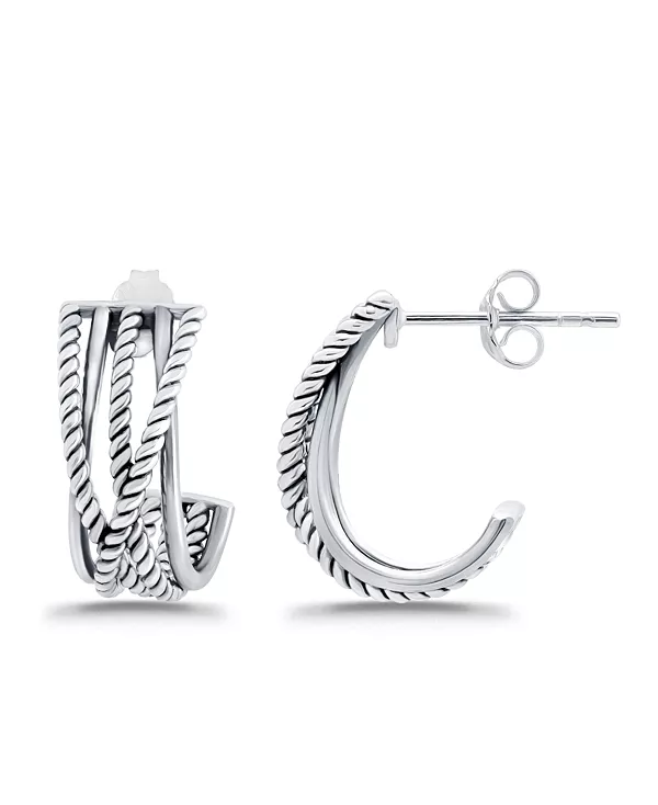 

Серьги-Кольца J-Hoop с полированной оксидированной отделкой Macy'S, silver